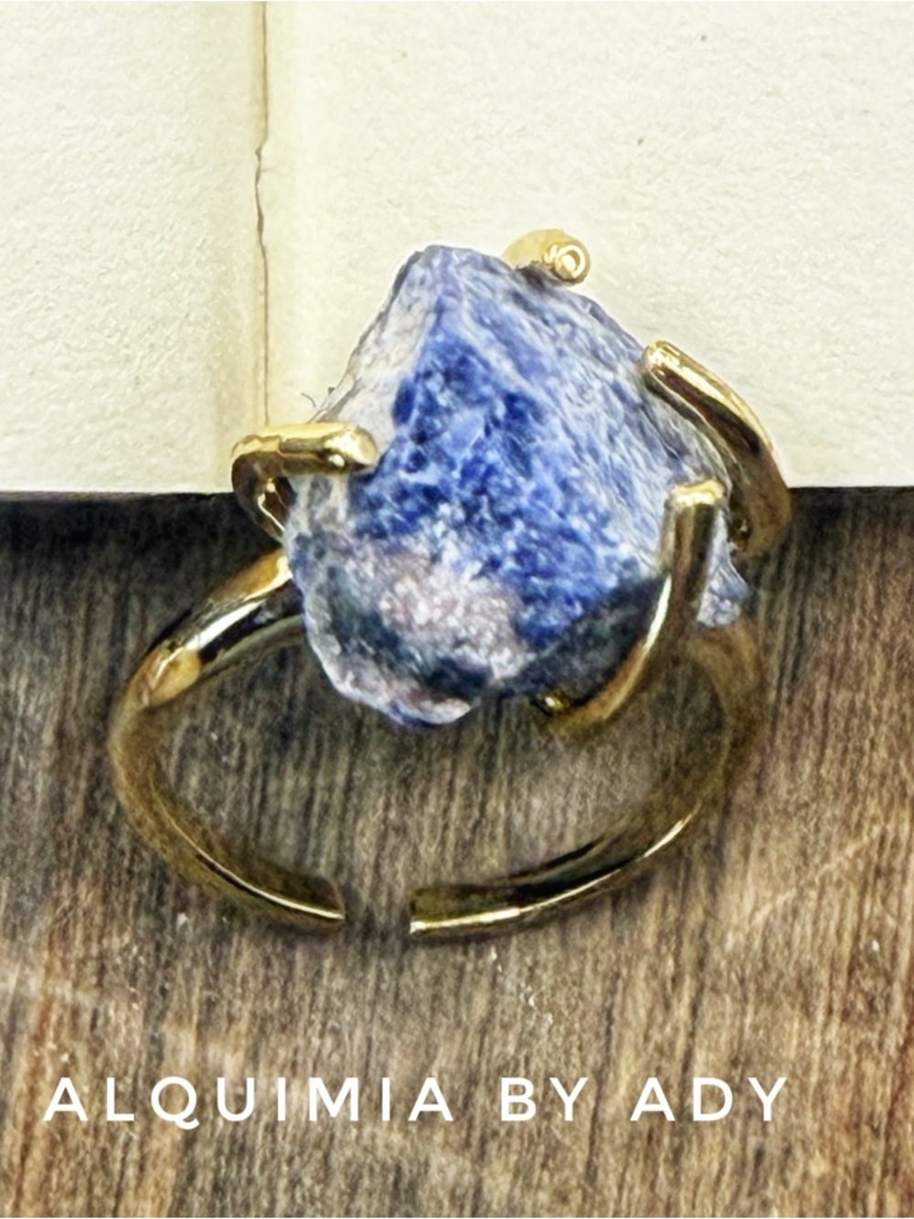 💙 RAW SODALITE GOLD RING — Adjustable | Natural Chilean Lapis | Protection
